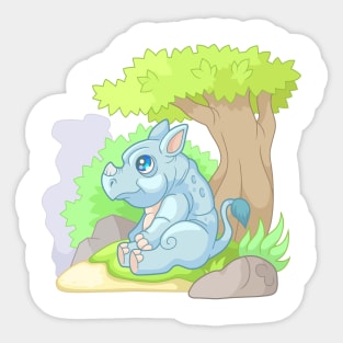 little cute rhino Sticker